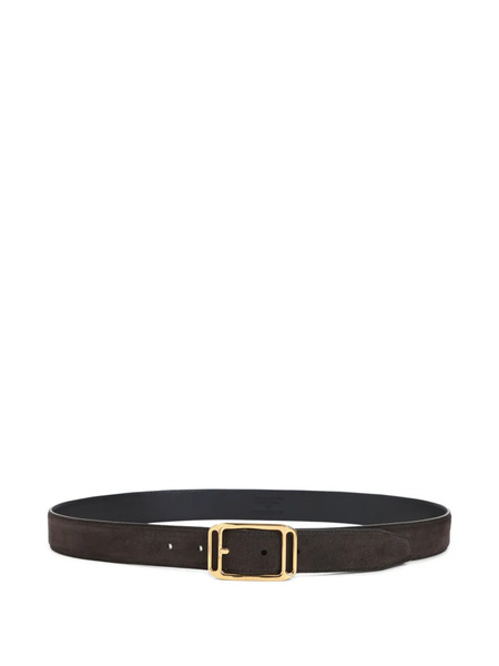  Tom Ford Suede Leather Gold-buckle Belt - Brown 