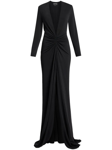  Tom Ford V-neck Long Sleeve Dress - Black 