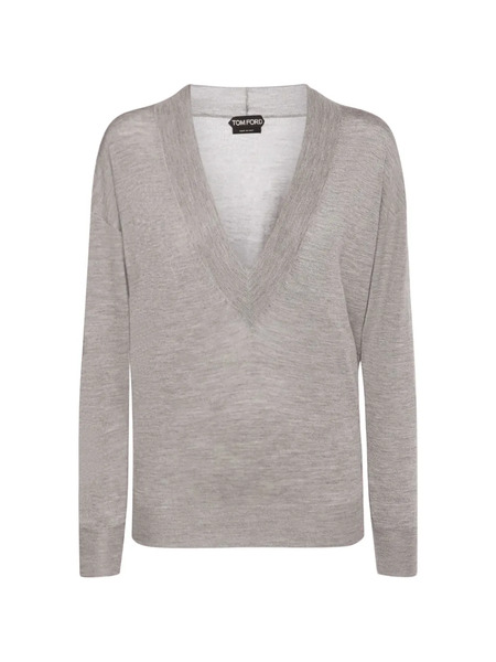  Tom Ford V-neck Long-sleeve Sweater - Grey 