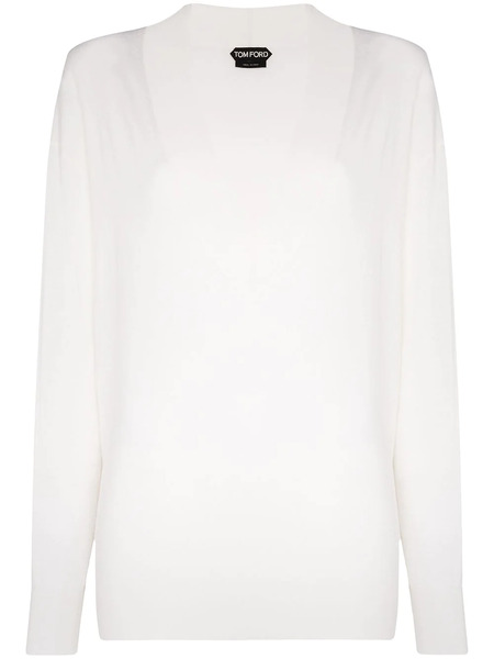 Tom Ford V-neck Long-sleeved Sweater - White 