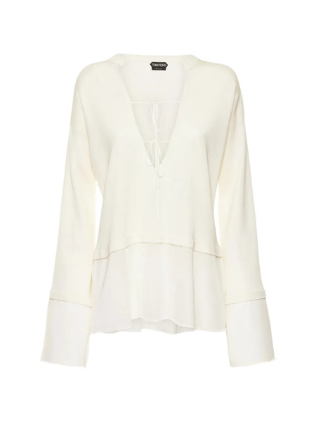  Tom Ford V-neck Long-sleeves Blouse - Neutrals 