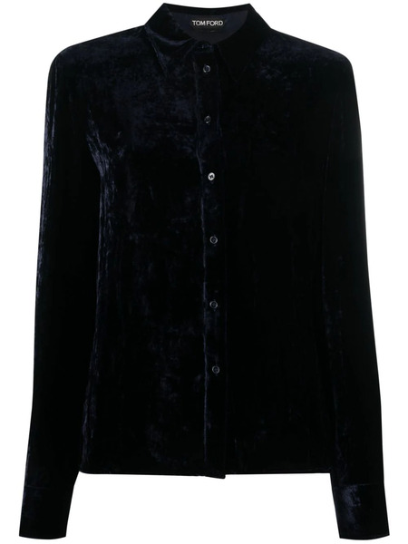  Tom Ford Velvet-effect Long-sleeve Shirt - Blue 