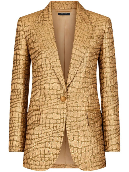 Tom Ford Wallis Croc-jacquard Blazer - Gold 