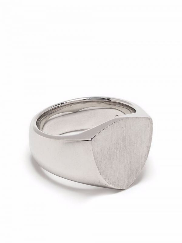  Tom Wood Shield Satin Signet Ring - Silver 