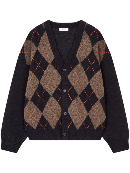  Tomboy Argyle-pattern Cardigan - Blue 