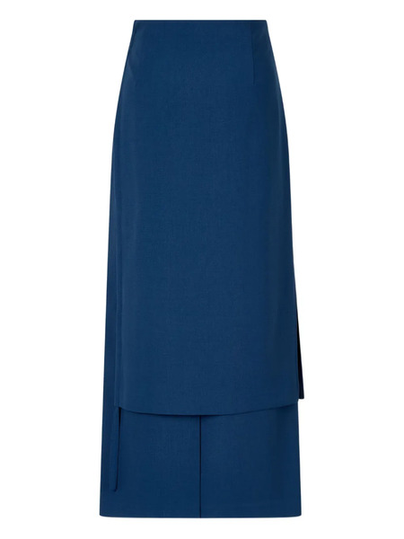  Tomboy Buckle Wrap Long Skirt - Blue 