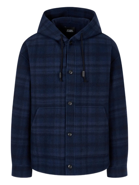  Tomboy Check-pattern Hooded Jacket - Blue 