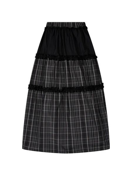  Tomboy Checked-pattern Ruffled Skirt - Black 