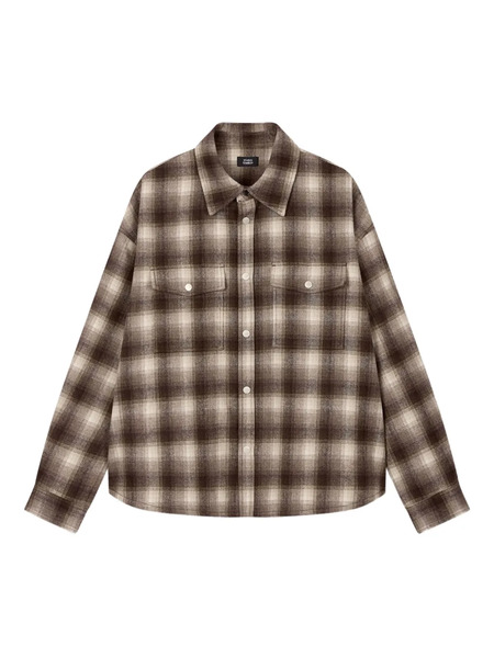  Tomboy Checked-pattern Shirt - Brown 
