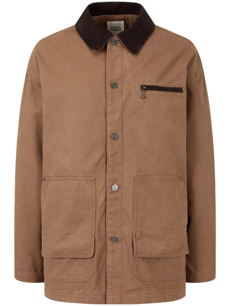  Tomboy Corduroy-collar Canvas Jacket - Brown 