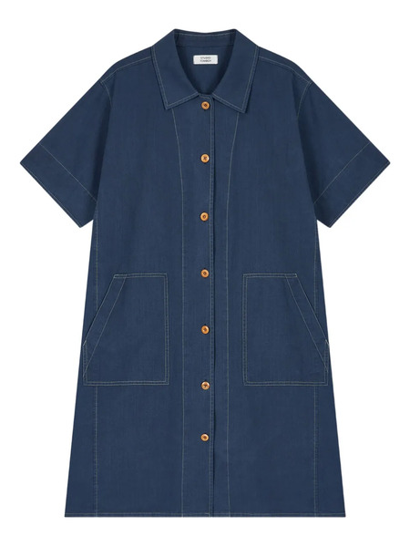  Tomboy Denim Button-up Midi Dress - Blue 