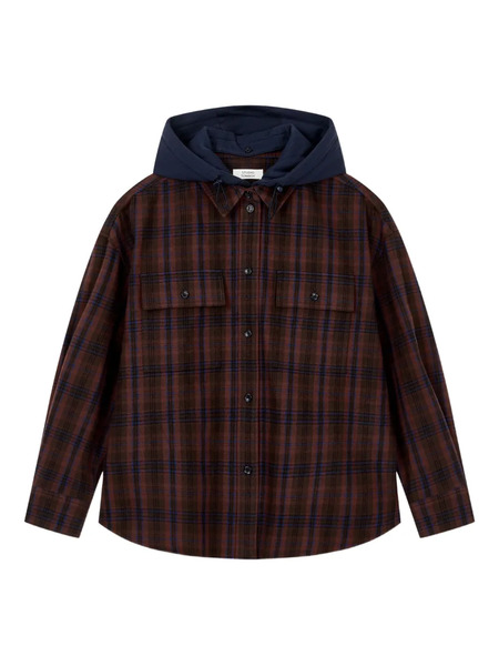  Tomboy Detachable-hood Shirt - Brown 