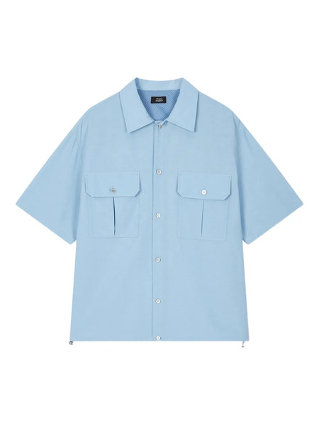  Tomboy Drawstring Cotton-blend Shirt - Blue 