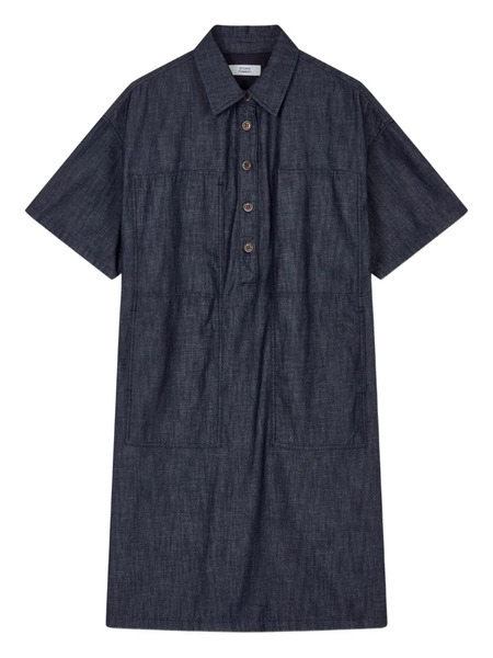  Tomboy Patch-pockets Denim Midi Dress - Blue 