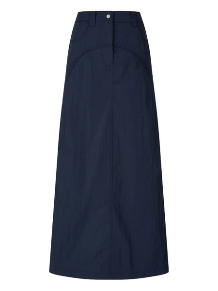  Tomboy Pleated A-line Maxi Skirt - Blue 