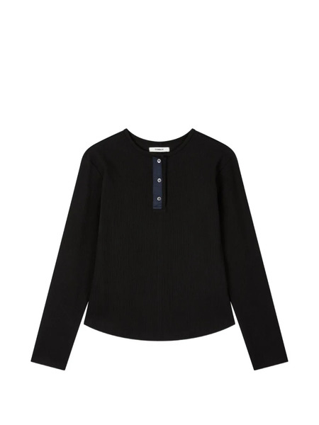 Tomboy Ribbed Long-sleeve Top - Black 