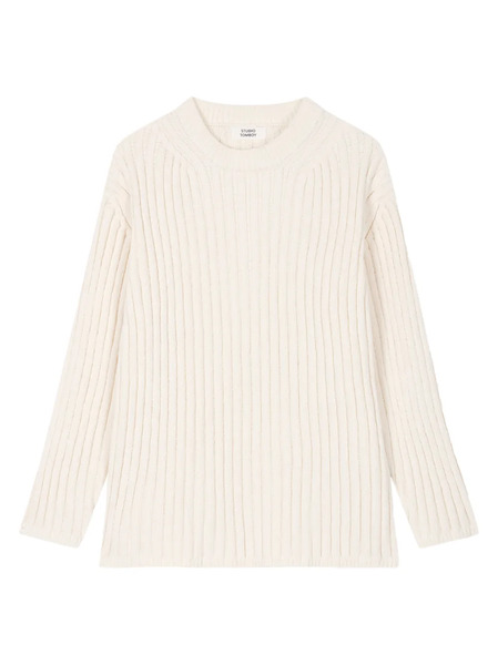  Tomboy Ribbed Round-neck Sweater - Neutrals 
