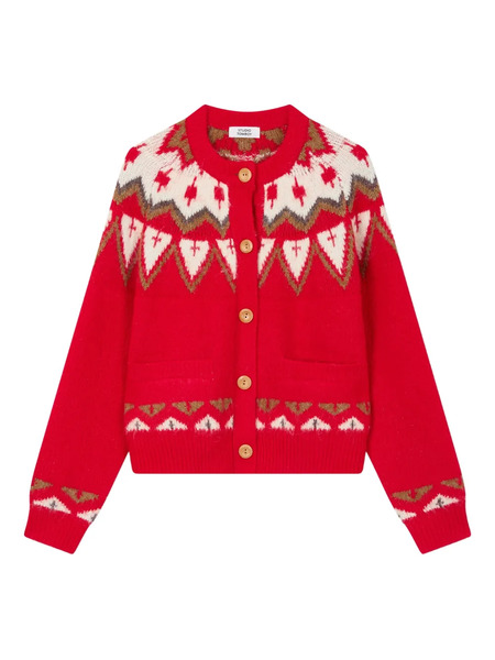  Tomboy Round Neck Cardigan - Red 