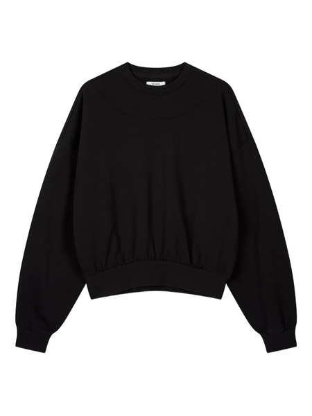  Tomboy Round-neck Cotton Sweatshirt - Black 