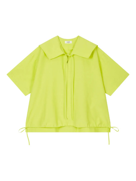  Tomboy Sailor-collar Drawstring-hem Blouse - Yellow 