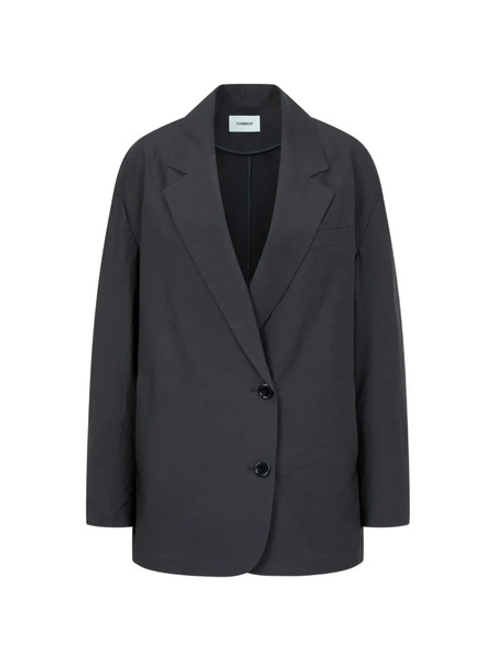  Tomboy Single-breasted Relaxed-fit Cotton Blazer - Grey 