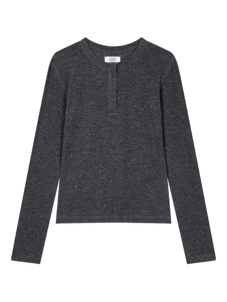  Tomboy Snap-button Henley Top - Grey 
