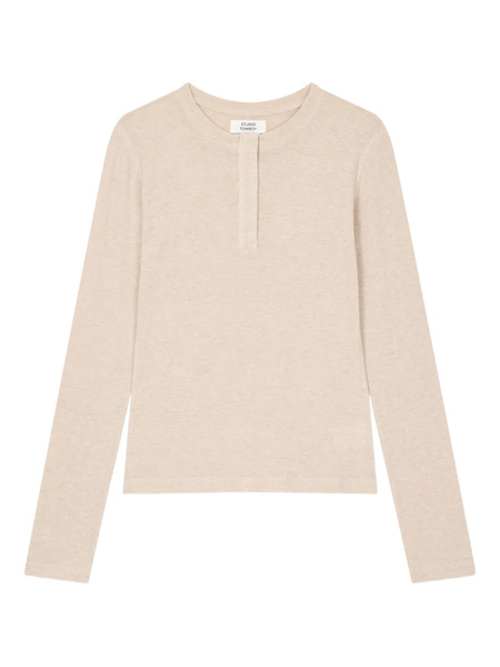  Tomboy Snap-button Henley Top - Neutrals 