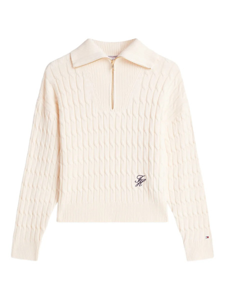  Tommy Hilfiger Cable-knit Zip-up Sweater - Neutrals 