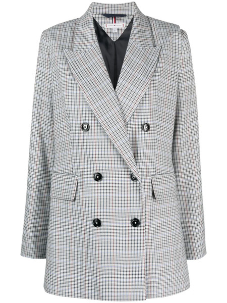  Tommy Hilfiger Checked Double-breasted Blazer - Blue 