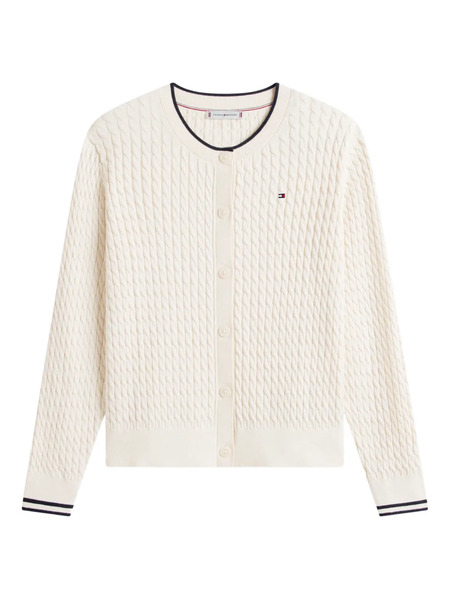  Tommy Hilfiger Crew-neck Cable-knit Cardigan - Neutrals 