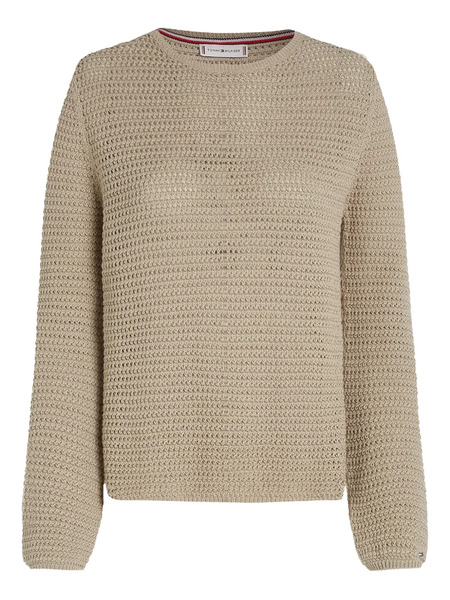  Tommy Hilfiger Crew-neck Waffle-knit Sweater - Neutrals 