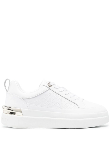  Tommy Hilfiger Embossed-logo Leather Sneakers - White 