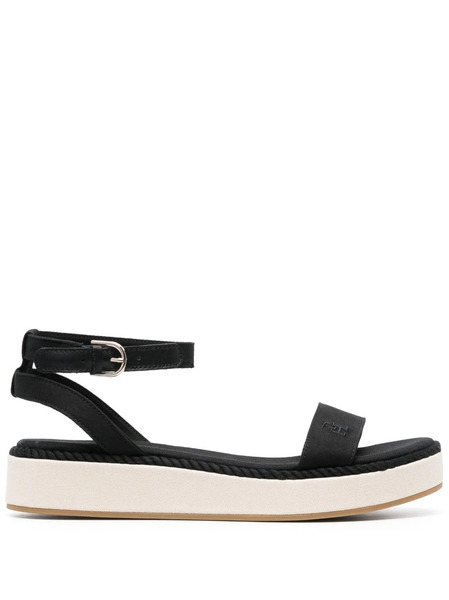  Tommy Hilfiger Embroidered-logo Platform Sandals - Black 