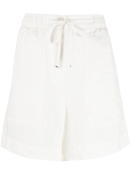  Tommy Hilfiger High-waisted Drawstring Linen Shorts - White 