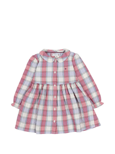  Tommy Hilfiger Junior Check-pattern Long-sleeved Dress - Pink 