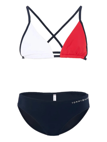  Tommy Hilfiger Junior Colour-blocked Crossover Triangle Bikini - Blue 