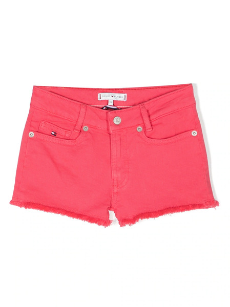  Tommy Hilfiger Junior Frayed-hem Denim Shorts - Pink 