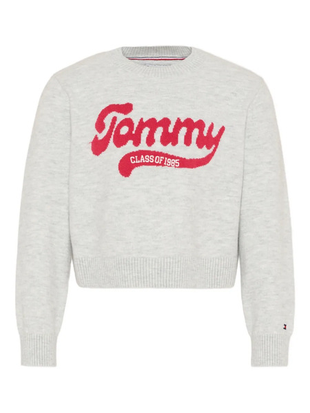  Tommy Hilfiger Junior Logo-intarsia Crew-neck Top - Grey 