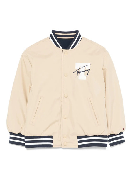  Tommy Hilfiger Junior Signature-logo Bomber Jacket - Ab9 Beige/blu 