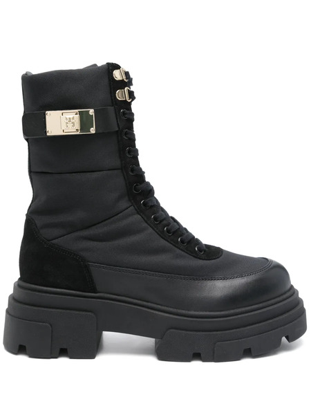  Tommy Hilfiger Leather Combat Boots - Black 