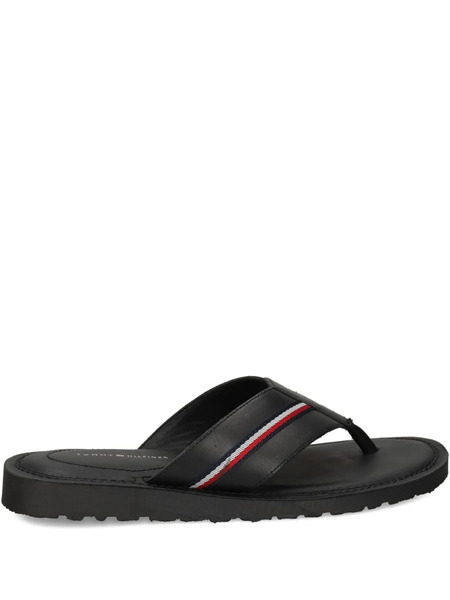  Tommy Hilfiger Leather Flip Flops - Black 