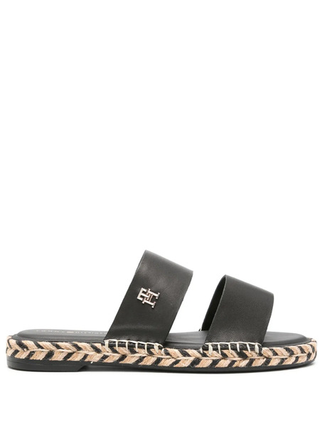  Tommy Hilfiger Logo-plaque Leather Espadrilles - Black 