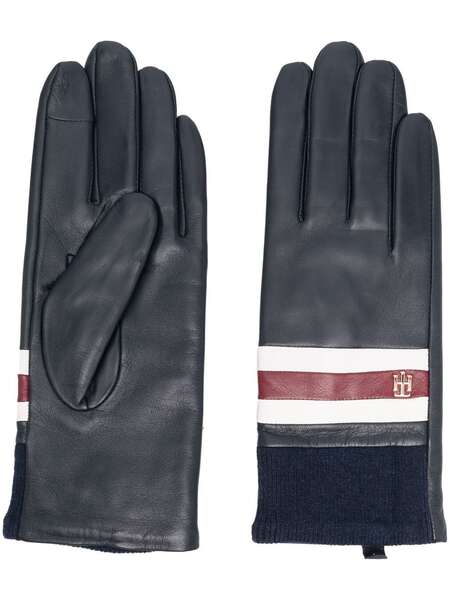  Tommy Hilfiger Logo-plaque Leather Gloves - Blue 