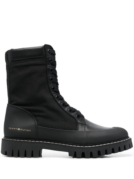  Tommy Hilfiger Logo-stamp Lace-up Boots - Black 