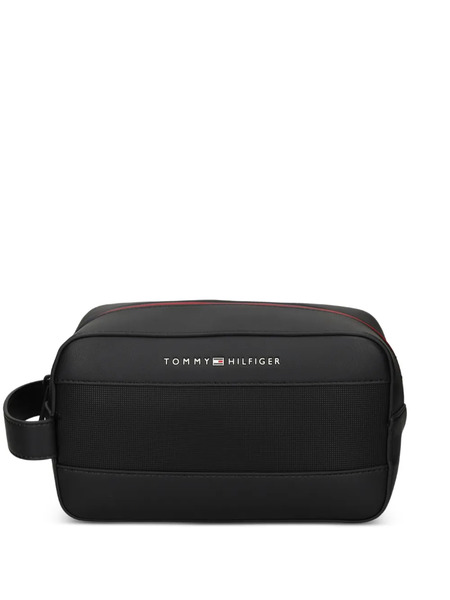  Tommy Hilfiger Mixed-texture Handle Wash Bag - Black 