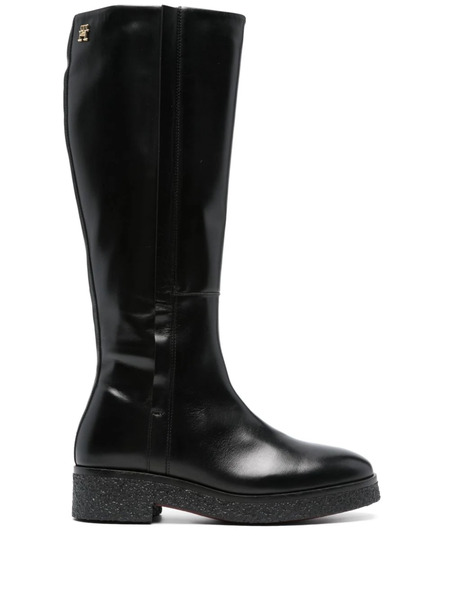  Tommy Hilfiger Round-toe Leather Boots - Black 