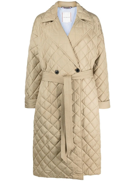  Tommy Hilfiger Sorona Quilted Belted Coat - Neutrals 