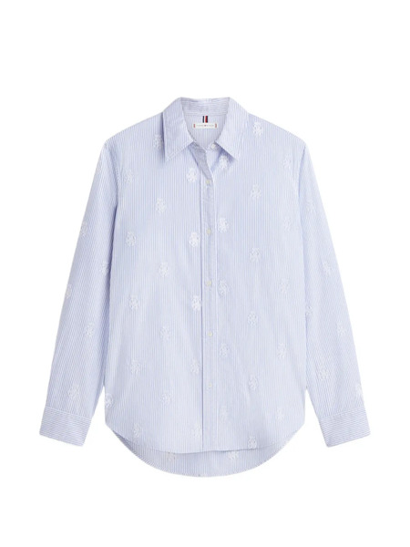  Tommy Hilfiger Striped-pattern Embroidered-details Shirt - White 