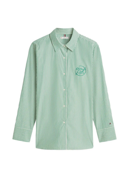  Tommy Hilfiger Striped-print Logo-embroidered Shirt - Green 