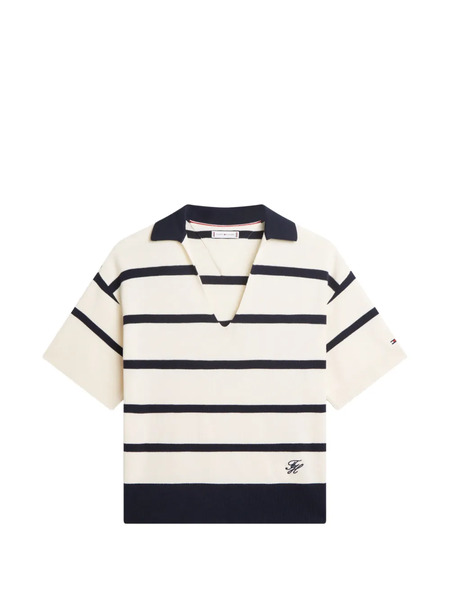  Tommy Hilfiger Striped V-neck Knitted Top - Neutrals 